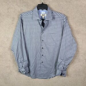 Joseph Abboud Shirt Mens Large Blue Plaid Long Sleeve Button Up‎ Non Iron Cotton